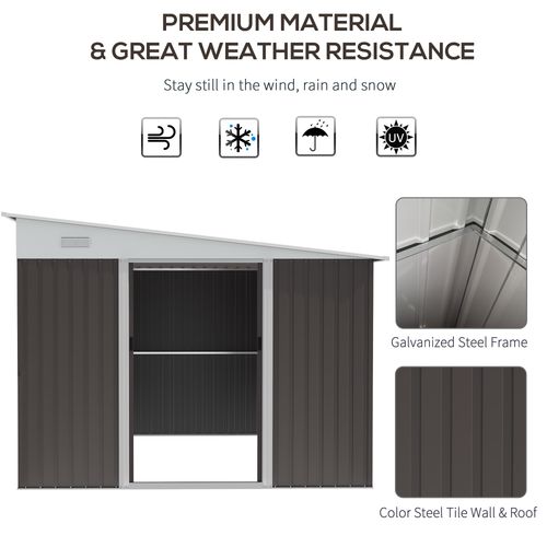 11.3 x 9.2ft Steel Garden Shed Metal Tool House Double Doors & 2 Air Vents, Grey - Garden Shed from Outsunny