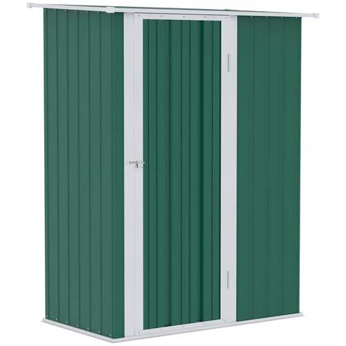 4.7ft x 2.8ft Garden Shed Steel Sloped Roof Door w/ Latch Green by Outsunny