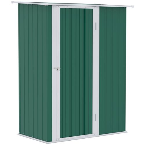 4.7ft x 2.8ft Garden Shed Steel Sloped Roof Door w/ Latch Green - Garden Shed from Outsunny