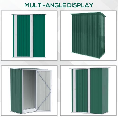 4.7ft x 2.8ft Garden Shed Steel Sloped Roof Door w/ Latch Green - Garden Shed from Outsunny