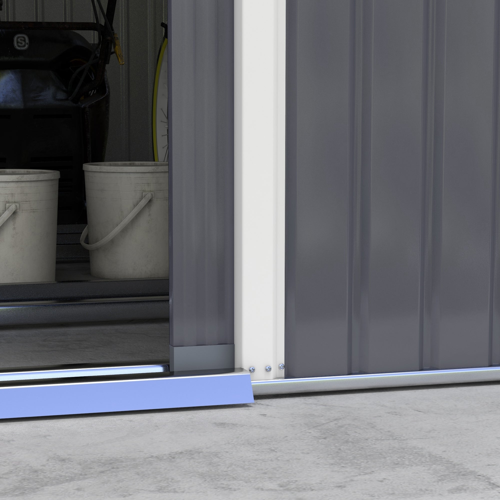 6.5 x 11FT Foundation Ventilation Steel Outdoor Garden Shed Grey - Garden Shed from Outsunny