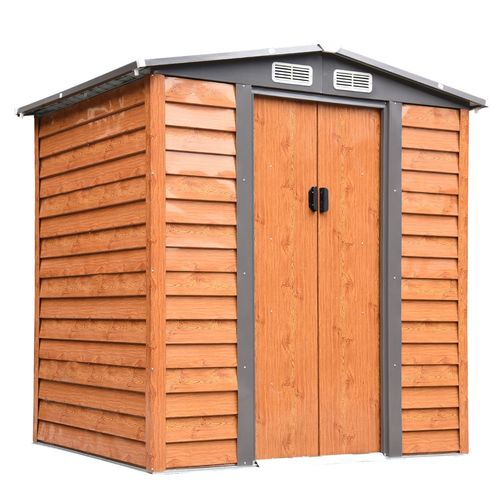 6x5ft Metal Garden Shed House  Gardening Tool Storage Brown 193Lx152Wx203Hcm - Garden Shed from Outsunny