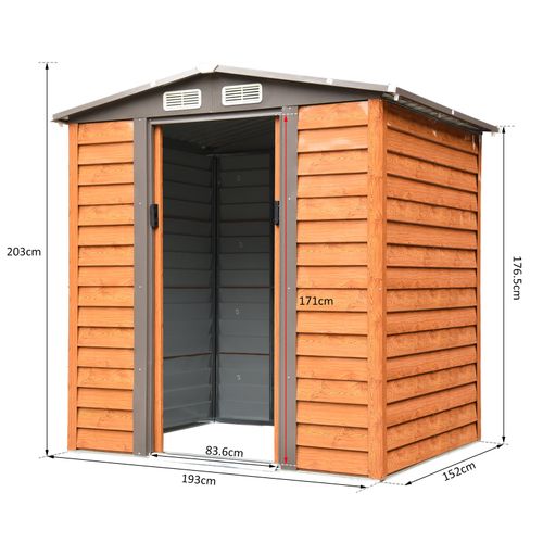 6x5ft Metal Garden Shed House  Gardening Tool Storage Brown 193Lx152Wx203Hcm - Garden Shed from Outsunny