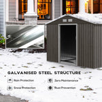 Outsunny 9 x 6FT Foundation Ventilation Steel Outdoor Garden Shed Grey - Garden Shed