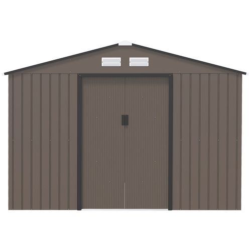 9 X 6FT Outdoor Storage Garden Shed Sliding Door Galvanised Metal Brown - Garden Shed from Outsunny
