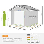 9'x6' Galvanized Metal Garden Shed Tool Storage Shed for Backyard Patio by Outsunny