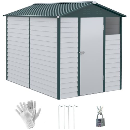 9'x6' Galvanized Metal Garden Shed Tool Storage Shed for Backyard Patio - Garden Shed from Outsunny