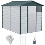 9'x6' Galvanized Metal Garden Shed Tool Storage Shed for Backyard Patio by Outsunny
