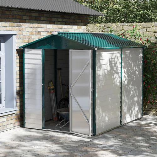 9'x6' Galvanized Metal Garden Shed Tool Storage Shed for Backyard Patio by Outsunny