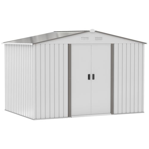 Garden Shed Storage Large Yard Store Sliding Door Metal Roof Tool Box Silver - Garden Shed from Outsunny