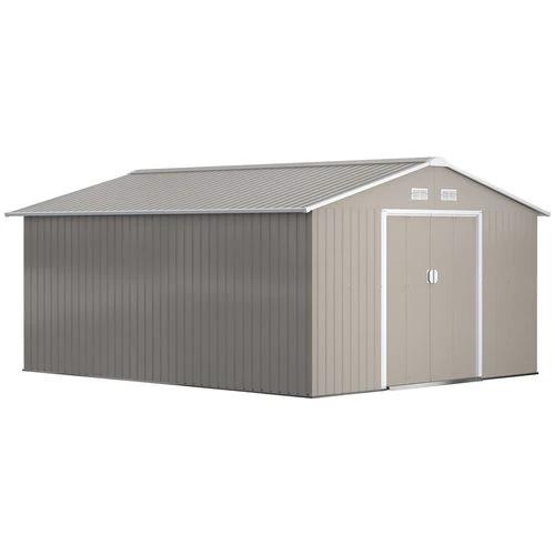 Garden Shed Storage Yard Store Door Metal Roof Tool Box Container 12.5ft x 11ft by Outsunny
