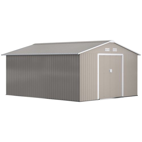 Garden Shed Storage Yard Store Door Metal Roof Tool Box Container 12.5ft x 11ft - Garden Shed from Outsunny