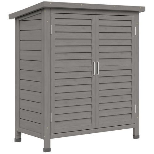 Garden Shed Wooden  2 Door Unit Solid Fir Wood 87x46.5x96.5cm, Grey - Garden Shed from Outsunny