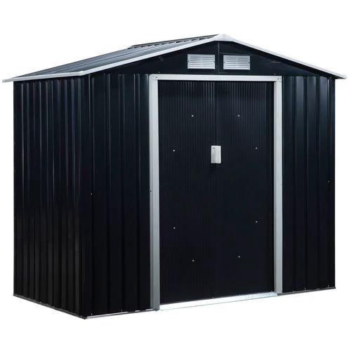 Lockable Garden Shed Large Patio Roofed Foundation 7ft x 4ft,Grey Vent by Outsunny