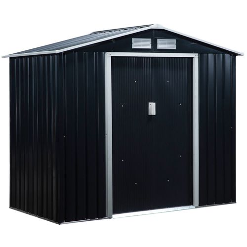 Lockable Garden Shed Large Patio Roofed Foundation 7ft x 4ft,Grey Vent - Garden Shed from Outsunny