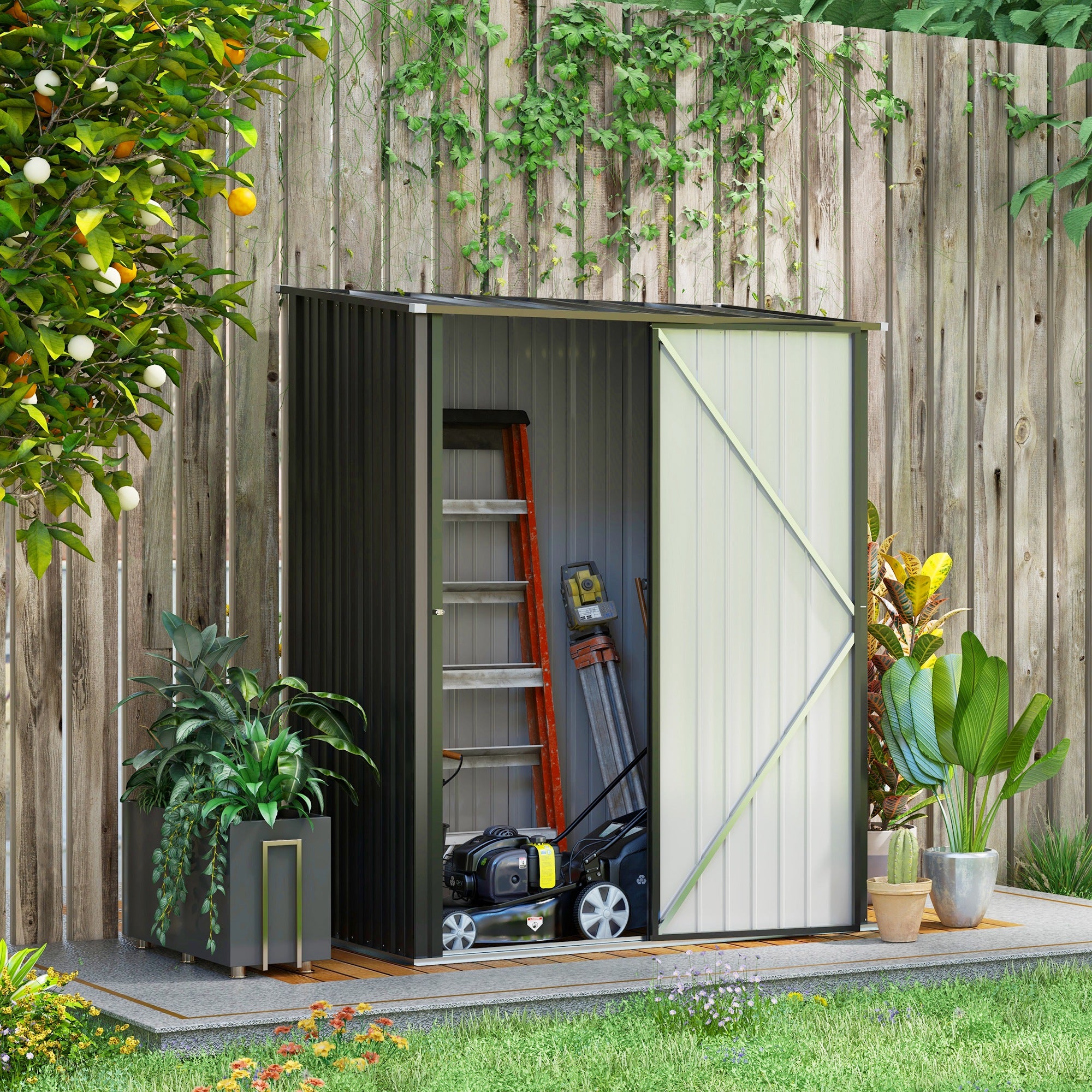 Outdoor Storage Shed Steel Garden Shed w/ Lockable Door for Backyard Patio Lawn - Garden Shed from Outsunny
