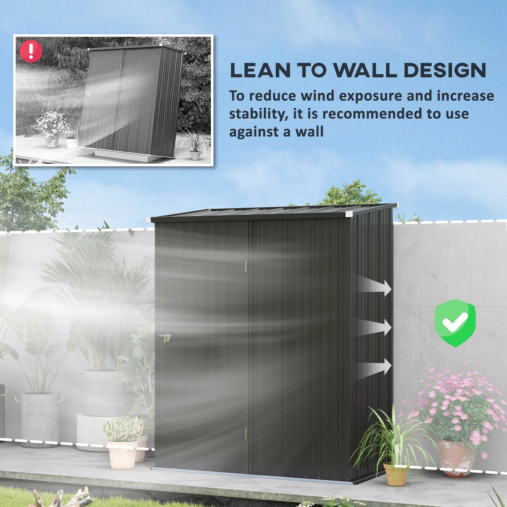 Outdoor Storage Shed Steel Garden Shed w/ Lockable Door for Backyard Patio Lawn - Garden Shed from Outsunny