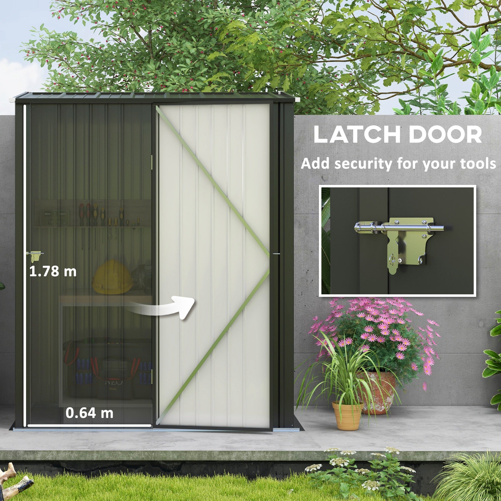 Outdoor Storage Shed Steel Garden Shed w/ Lockable Door for Backyard Patio Lawn - Garden Shed from Outsunny