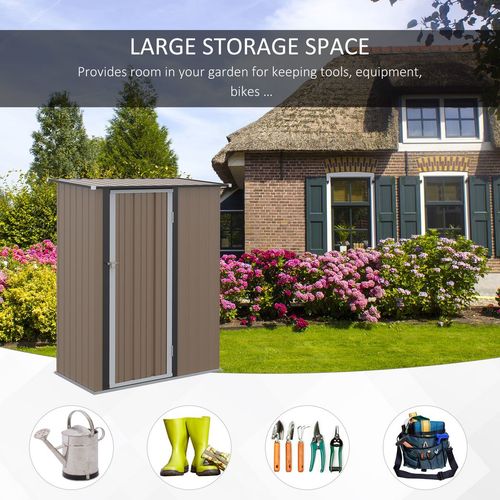Outdoor Storage Shed Steel Garden Shed with Lockable Door Brown - Garden Shed from Outsunny