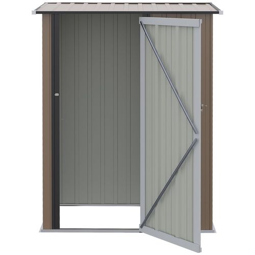 Outdoor Storage Shed Steel Garden Shed with Lockable Door Brown - Garden Shed from Outsunny