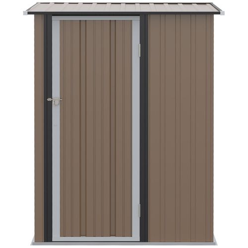 Outdoor Storage Shed Steel Garden Shed with Lockable Door Brown - Garden Shed from Outsunny