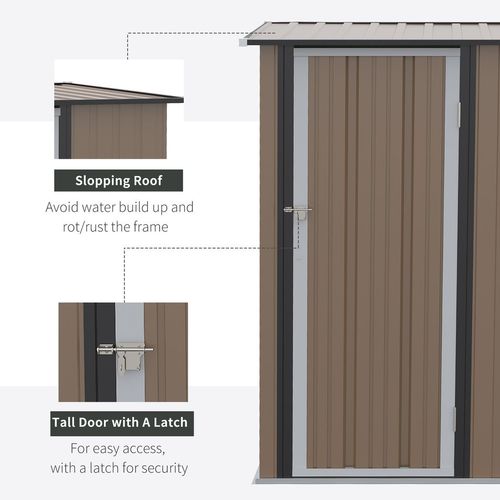 Outdoor Storage Shed Steel Garden Shed with Lockable Door Brown - Garden Shed from Outsunny