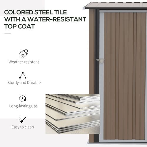 Outdoor Storage Shed Steel Garden Shed with Lockable Door Brown - Garden Shed from Outsunny