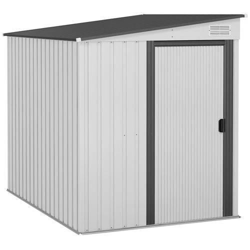 Outsunny Outsunny 5 x 7FT Garden Shed with Foundation Lean to Metal Tool Shed White - Garden Shed