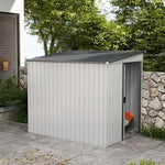 Outsunny Outsunny 5 x 7FT Garden Shed with Foundation Lean to Metal Tool Shed White - Garden Shed