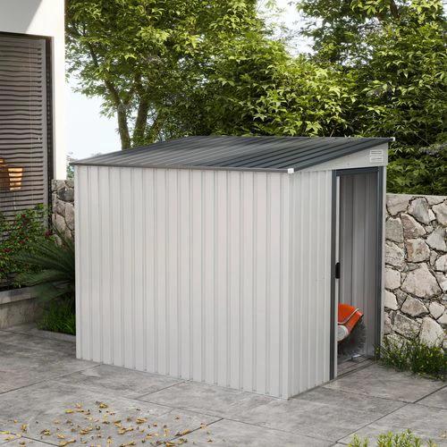 Outsunny Outsunny 5 x 7FT Garden Shed with Foundation Lean to Metal Tool Shed White - Garden Shed