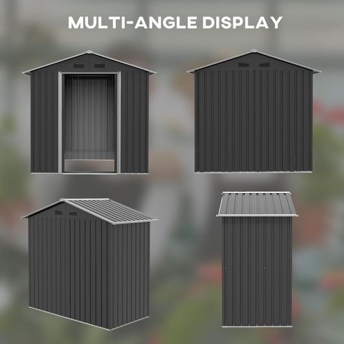 Outsunny 6.5x3.5ft Metal Garden Shed for Garden and Outdoor Storage, Dark Grey - Garden Shed from Outsunny