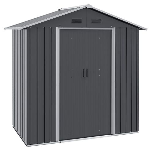 Outsunny 6.5x3.5ft Metal Garden Shed for Garden and Outdoor Storage, Dark Grey - Garden Shed from Outsunny