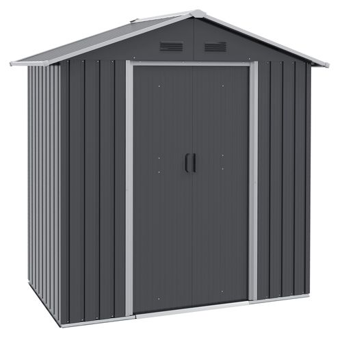 Outsunny 6.5x3.5ft Metal Garden Shed for Garden and Outdoor Storage, Dark Grey - Garden Shed from Outsunny