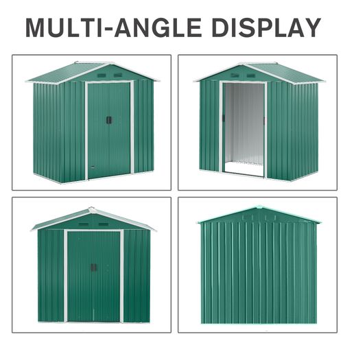 Outsunny 6.5x3.5ft Metal Garden Shed for Garden and Outdoor Storage, Green - Garden Shed from Outsunny