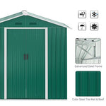 Outsunny 6.5x3.5ft Metal Garden Shed for Garden and Outdoor Storage, Green - Garden Shed from Outsunny