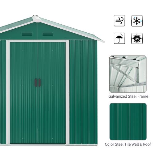 Outsunny 6.5x3.5ft Metal Garden Shed for Garden and Outdoor Storage, Green - Garden Shed from Outsunny