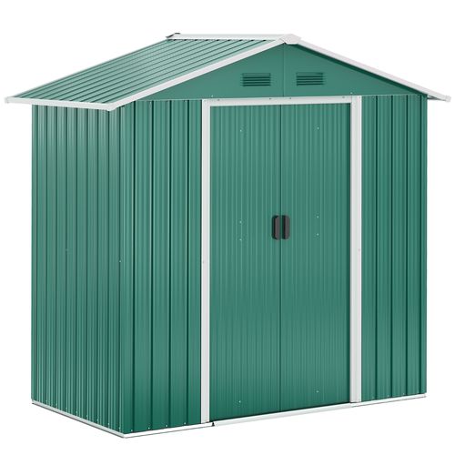 Outsunny 6.5x3.5ft Metal Garden Shed for Garden and Outdoor Storage, Green - Garden Shed from Outsunny