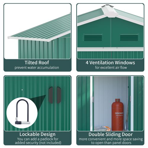 Outsunny 6.5x3.5ft Metal Garden Shed for Garden and Outdoor Storage, Green - Garden Shed from Outsunny