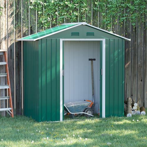 Outsunny 6.5x3.5ft Metal Garden Shed for Garden and Outdoor Storage, Green - Garden Shed from Outsunny