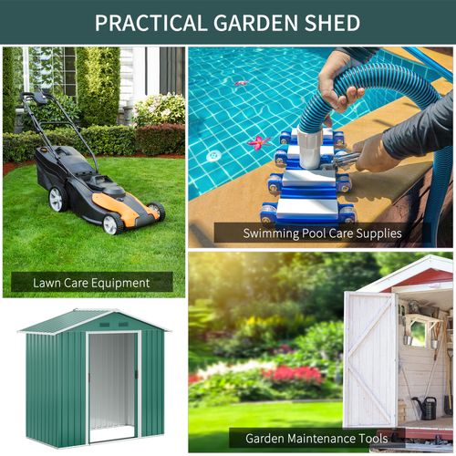 Outsunny 6.5x3.5ft Metal Garden Shed for Garden and Outdoor Storage, Green - Garden Shed from Outsunny