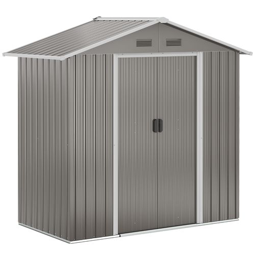 Outsunny 6.5x3.5ft Metal Garden Shed for Garden and Outdoor Storage, Grey - Garden Shed from Outsunny