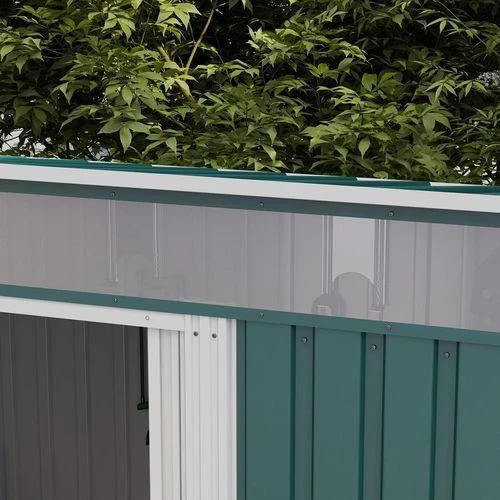 Outsunny 6.5x4FT Garden Shed with Foundation Lockable Metal Tool Shed Green by Outsunny
