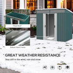 Outsunny 6.5x4FT Garden Shed with Foundation Lockable Metal Tool Shed Green by Outsunny