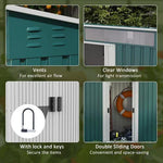 Outsunny 6.5x4FT Garden Shed with Foundation Lockable Metal Tool Shed Green by Outsunny