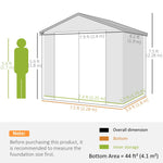 Outsunny Outsunny 8 x 6ft Garden Shed Storage w/ Foundation Kit, Vents, Cream White - Garden Shed