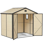 Outsunny Outsunny 8 x 6ft Garden Shed Storage w/ Foundation Kit, Vents, Cream White - Garden Shed