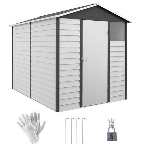 Outsunny 9'x6' Galvanised Metal Garden Shed Tool Storage Shed for Patio Grey - Garden Shed from Outsunny