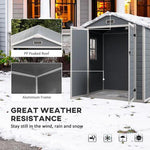 Outsunny Outsunny Garden Shed 6'x4.5' Plastic Tool Storage House w/ Lockable Double Doors - Garden Shed