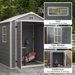 Outsunny Outsunny Garden Shed 6'x4.5' Plastic Tool Storage House w/ Lockable Double Doors - Garden Shed