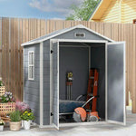 Outsunny Outsunny Garden Shed 6'x4.5' Plastic Tool Storage House w/ Lockable Double Doors - Garden Shed